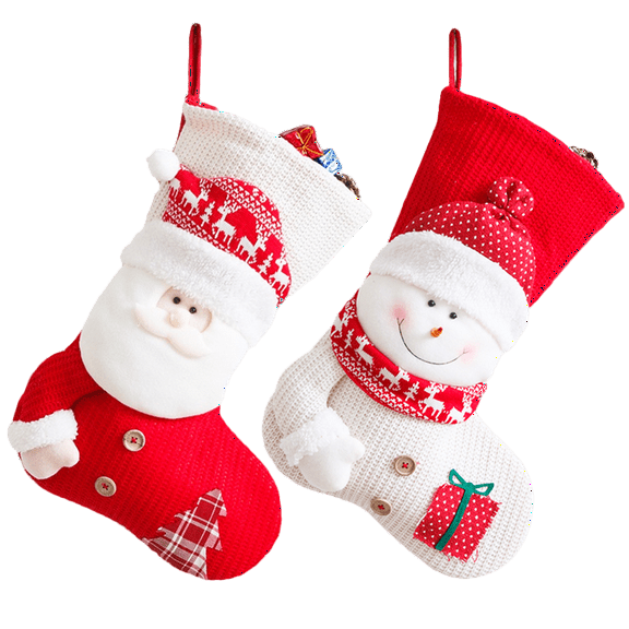 Takfox Christmas Stockings, 18inch Large Personalized Cable Knitted Xmas Hanging Stocking Decorations for Holiday Christmas Party Family Decor, 2 Pack- Red