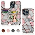 thumbnail image 1 of Takfox For Apple iPhone 14/14 Pro/14 Plus/14 Pro Max Wallet Case,With Card Slots Holder PU Leather Folio Flip Snap Closure Kickstand TPU Frame Bumper Cover,Rose Gold Marble, 1 of 7