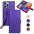 thumbnail image 1 of Takfox For Apple iPhone 14/14 Pro/14 Plus/14 Pro Max Wallet Case, With RFID Blocking Leather Credit Card Holder Slots Flip Folio Cover,Purple, 1 of 7