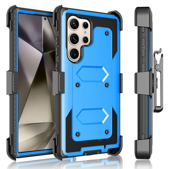 Takfox Holster Case for Samsung Galaxy S24 Ultra with Swivel Belt Clip, Built-in Screen Protector Heavy Duty Full Body Protection Shockproof Armor Defender Rugged Case Kickstand Cover - Black