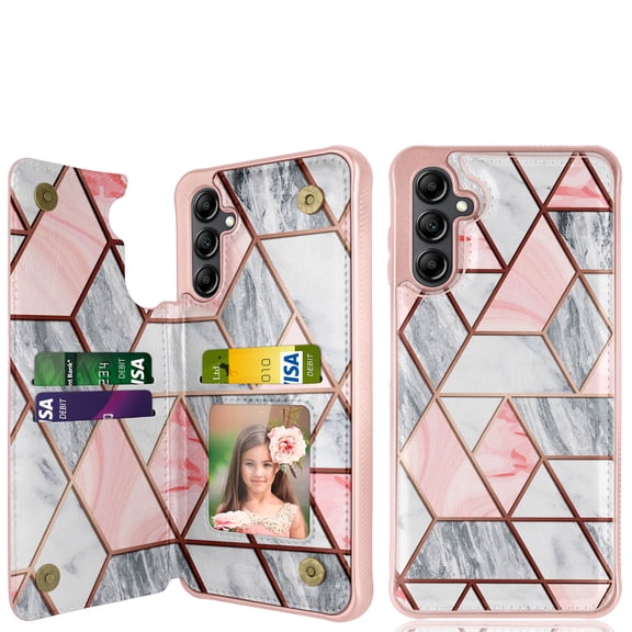 Takfox Leather Case for Galaxy A14 5G,Samsung A14 5G Phone Case,Luxury PU Leather Shockproof Protective Wallet Cover with Card Holder,Double Magnetic Clasp and Durable Folio Flip Slim Hard Case-Marble