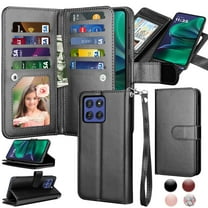 Takfox Moto G Stylus 5G 2025 Case, for Motorola Moto G Stylus 5G 2025 Wallet Case, PU Leather w Credit Card Holder Flip Cover [9 Card Slots][Kickstand] Magnetic Detachable Hard Case & Strap -Black