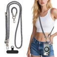 thumbnail image 1 of Takfox Phone Lanyard, Adjustable Crossbody Cell Phone Neck Strap and Universal Mobile Phone Wrist Lanyard, and Patch Tether Tab for Most Smartphones Travel Essentials,Black&White, 1 of 11