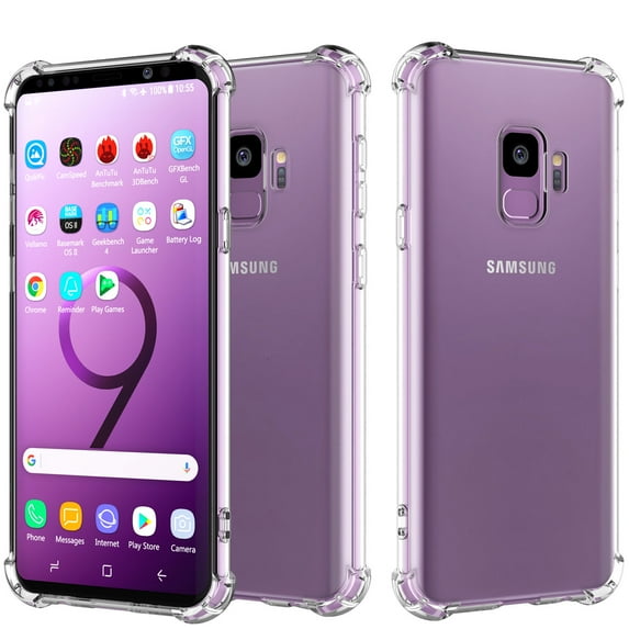 Takfox Reinforced Corner Bumper Crystal Clear TPU Slim Case Phone Samsung Galaxy S9, Clear