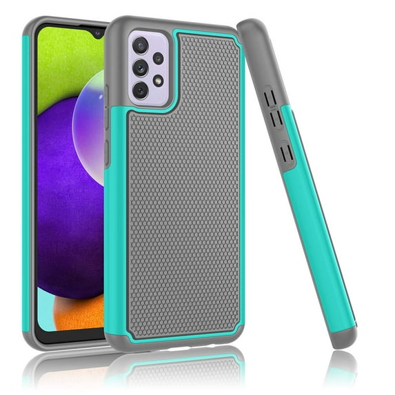 Takfox for Samsung A52 Case, Galaxy A52 Case, Galaxy A52 5G Case, Shockproof Hard Plastic Scratch Resistant Bumper Rubber Grip Sturdy Full Body Protective Phone Cases-Turquoise