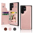 thumbnail image 1 of Takfox For Samsung Galaxy S22 Ultra Wallet Case with Card Holder, PU Leather Credit Card Slots Slim Protective Folio Flip Case TPU Frame Bumper Magnetic Closure Cover,Rose Gold, 1 of 7
