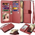 thumbnail image 1 of Takfox Wallet Case for Samsung Galaxy A12, for Galaxy A12 Case 6.5", PU Leather ID Credit Card Slots Holder Folio Flip [Detachable] Kickstand Magnetic Phone Cover & Wrist Strap -Wine Red, 1 of 6