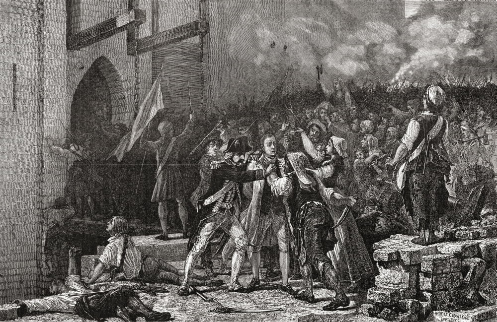 The Taking Of The Bastille 14Th July 1789Engraved By Pannemaker-Ligny After De La Charlerie From Histoire De La Revolution Francaise By Louis Blanc Canvas Art - Ken Welsh Design Pics (38 x 24)