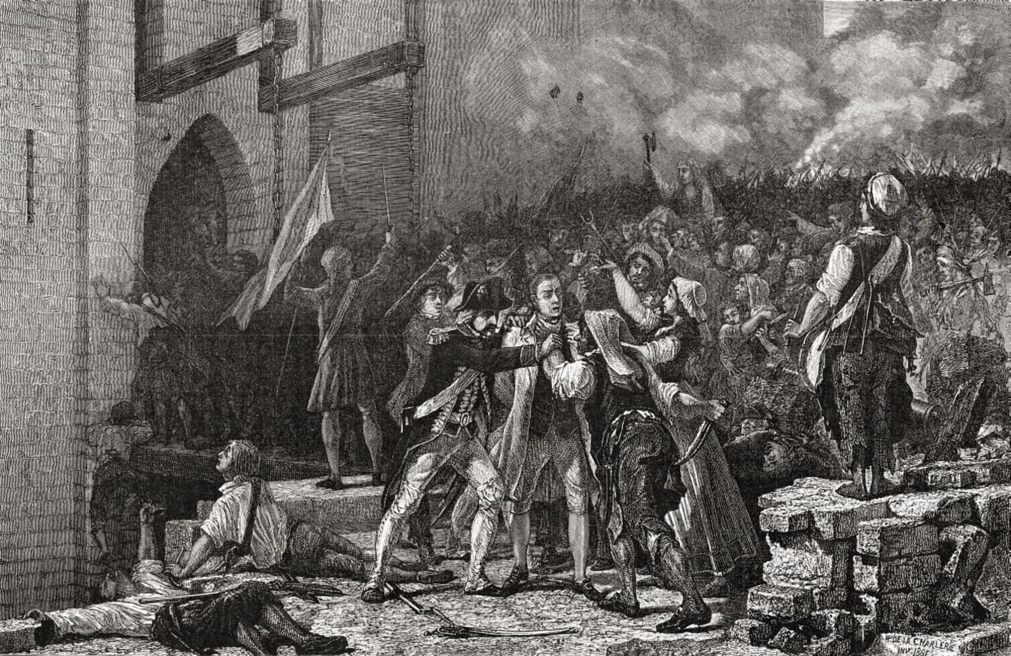 The Taking Of The Bastille 14Th July 1789Engraved By Pannemaker-Ligny After De La Charlerie From Histoire De La Revolution Francaise By Louis Blanc Canvas Art - Ken Welsh Design Pics (19 x 12)