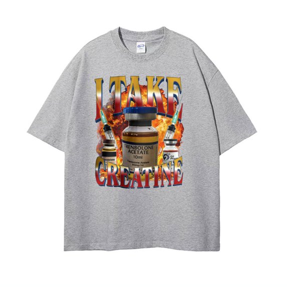 Taking Creatine Funny Sports T-Shirt - Steroid Out of Pocket Humor Tee for Men & Women - Short Sleeve Hip Hop Streetwear
