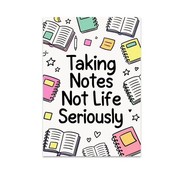 Taking Notes Not Life Seriously - Student Sarcasm Decor - 13x19 Poster Print