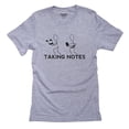 thumbnail image 1 of Taking Notes - Stick Figures Stealing Music Notes Men's Grey T-Shirt, 1 of 2