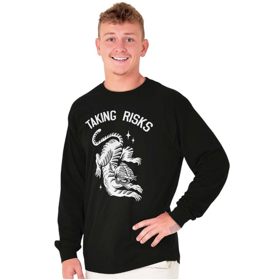 Taking Risks Korean Minhwa Tiger Long Sleeve TShirt Men Women Brisco Brands S