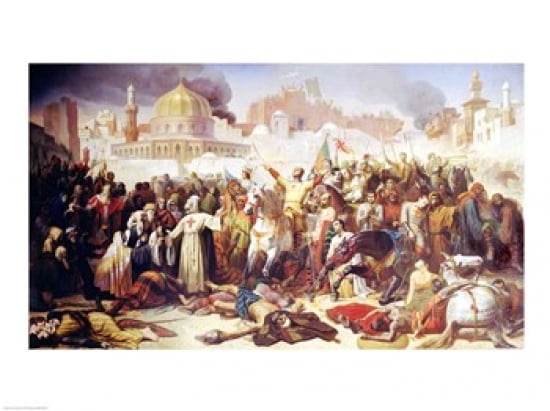 Taking of Jerusalem by the Crusaders Canvas Art - Emile Signol (36 x 24)