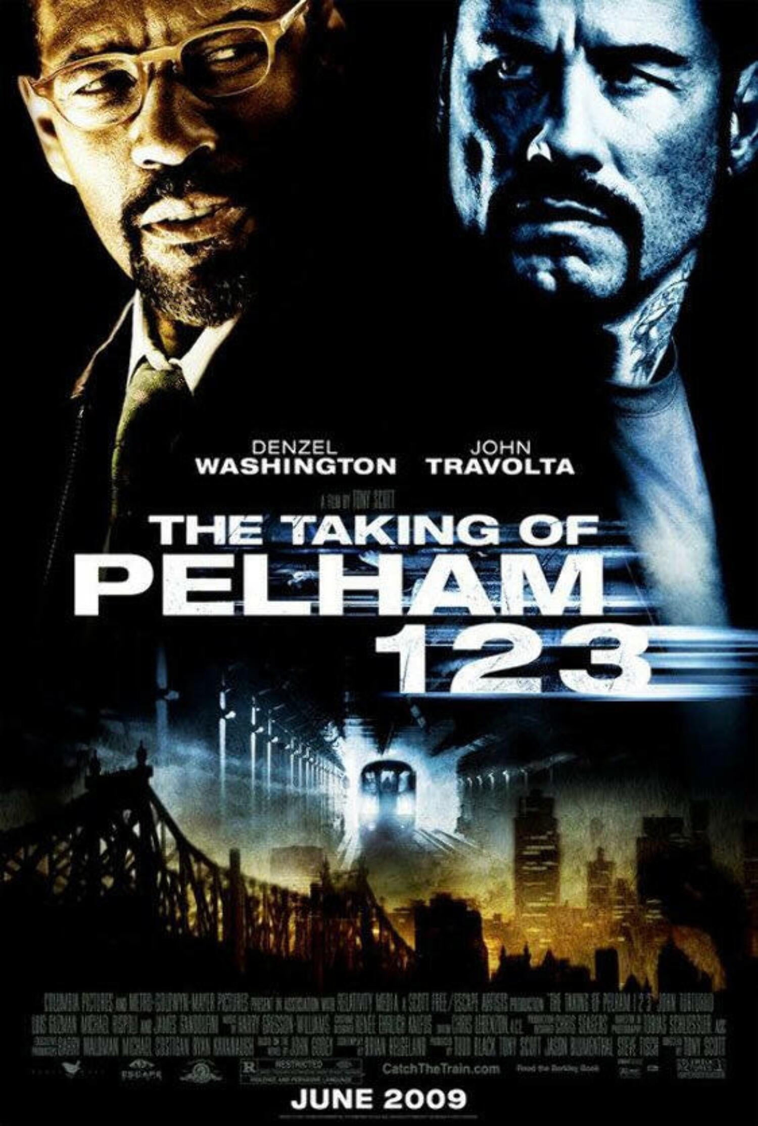 Taking of Pelham 123 movie full size 27x40 poster (John Travolta Denzel ...