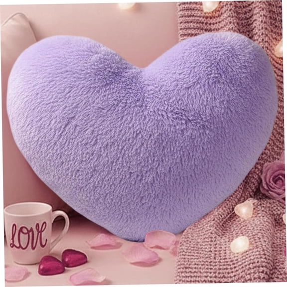 Takingup Heart Pillow - 18x14 Inch Plush Cushion for Home Decor, Soft Fluffy Valentine's Day Gift for Women, Violet(1 Pcs,C)