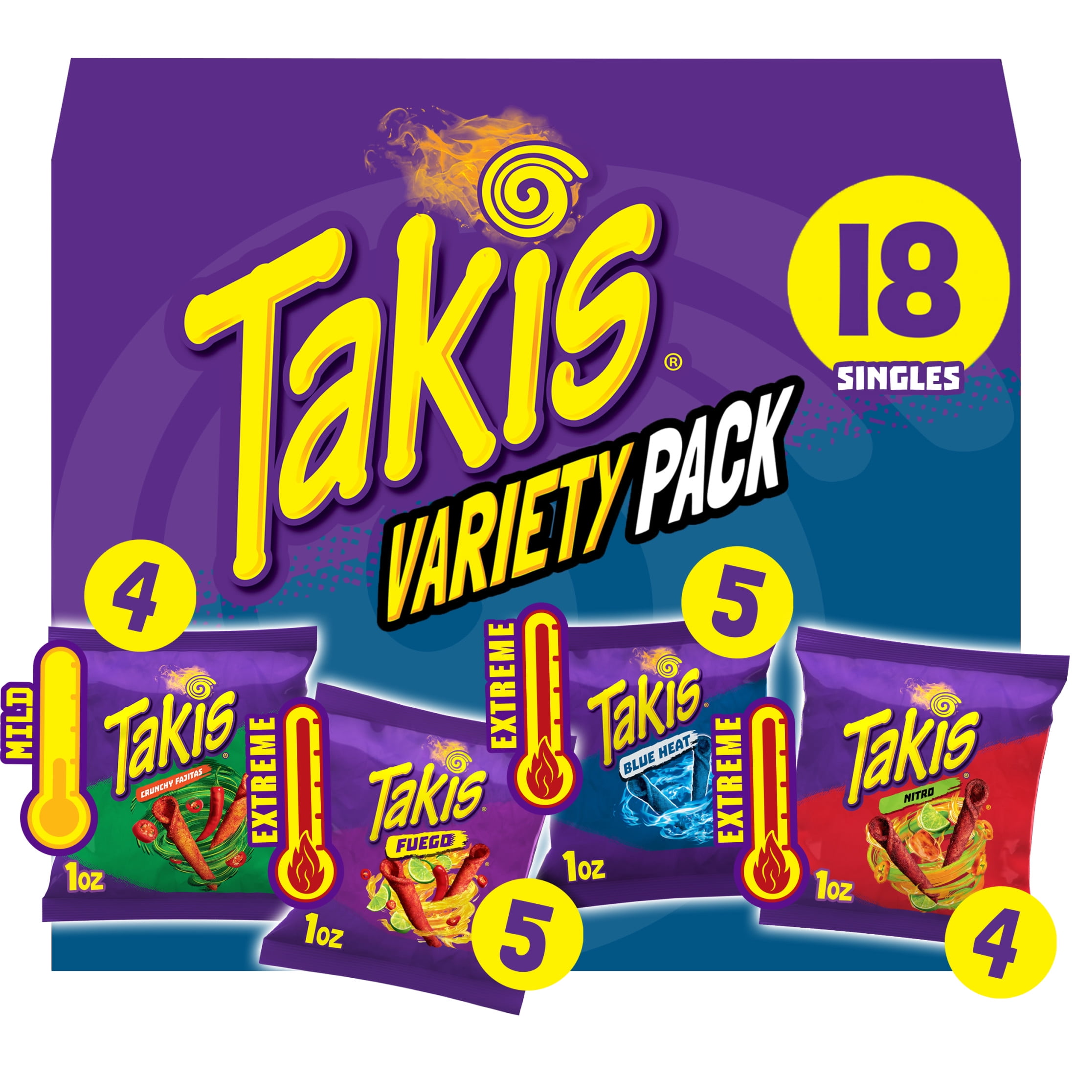 taki オーダー品4セット【UVカット1/2フル】 Takis 18 pc 1 oz Variety Pack Assorted Rolled Tortilla Chips for