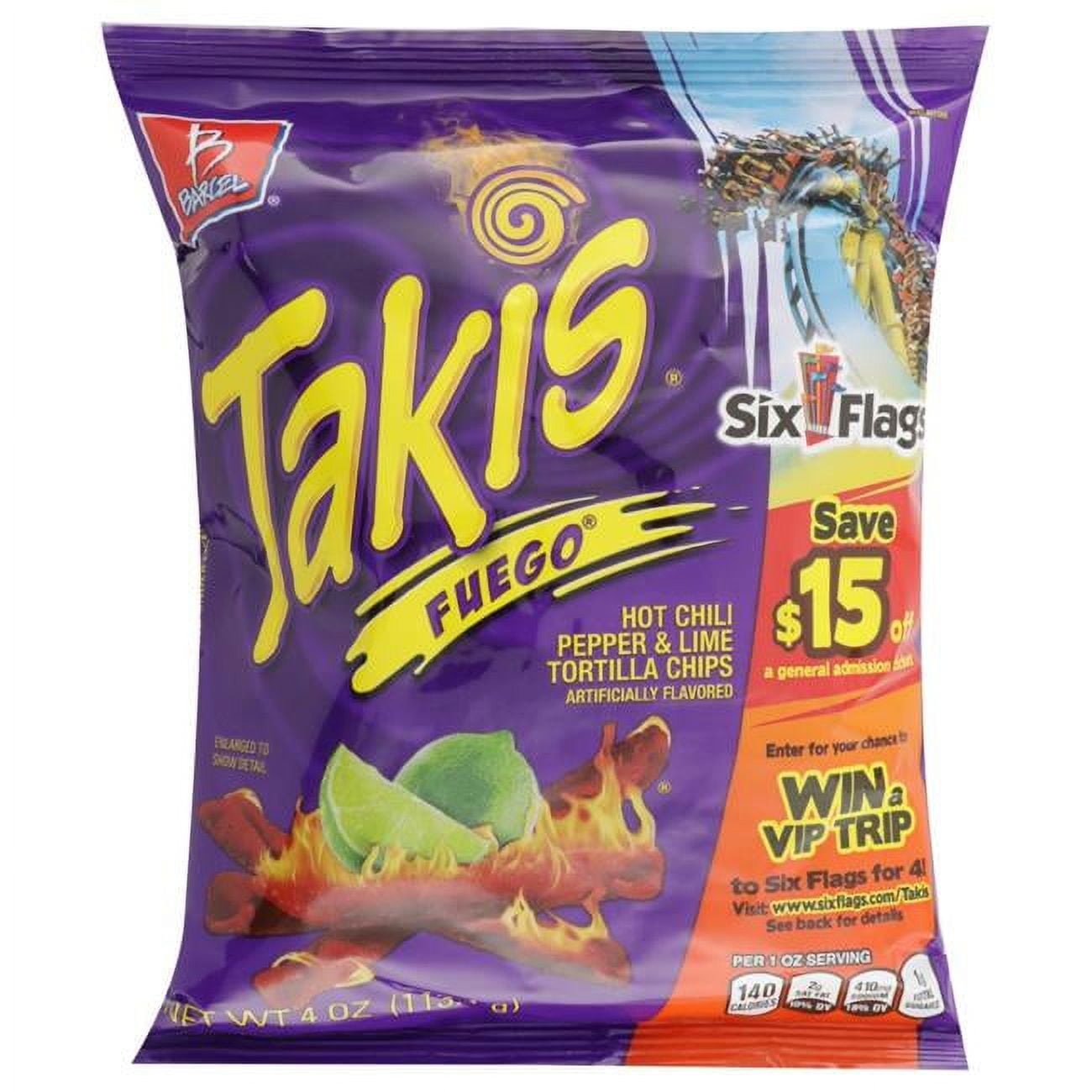 Takis Tortilla Chips, Hot Chili Pepper & Lime, Extreme 4 oz, Tortilla
