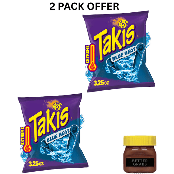 Takis Blue Heat 3.25 oz Snack Size , Hot Chili Pepper Rolled Tortilla Chips