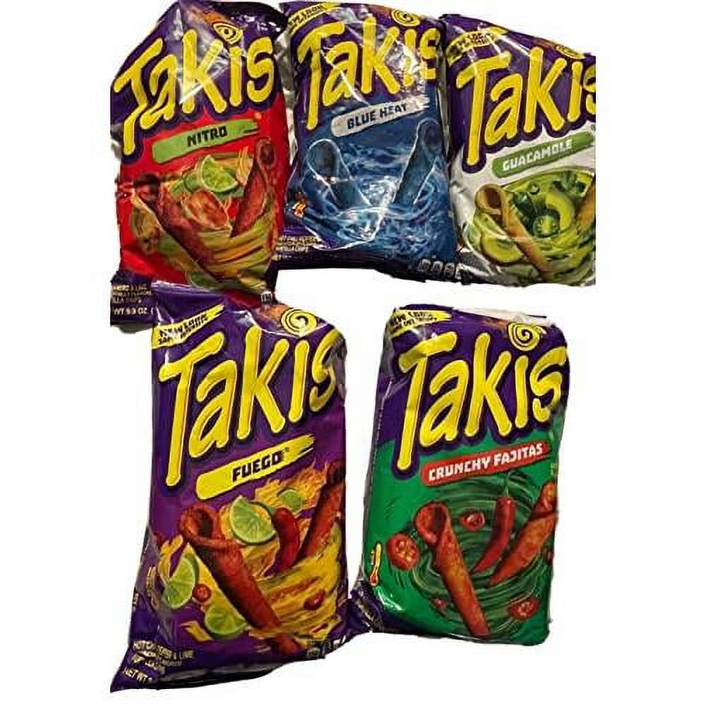Takis Blue Heat, Takis Crunchy Fajitas, Takis Fuego, Takis Nitro, And