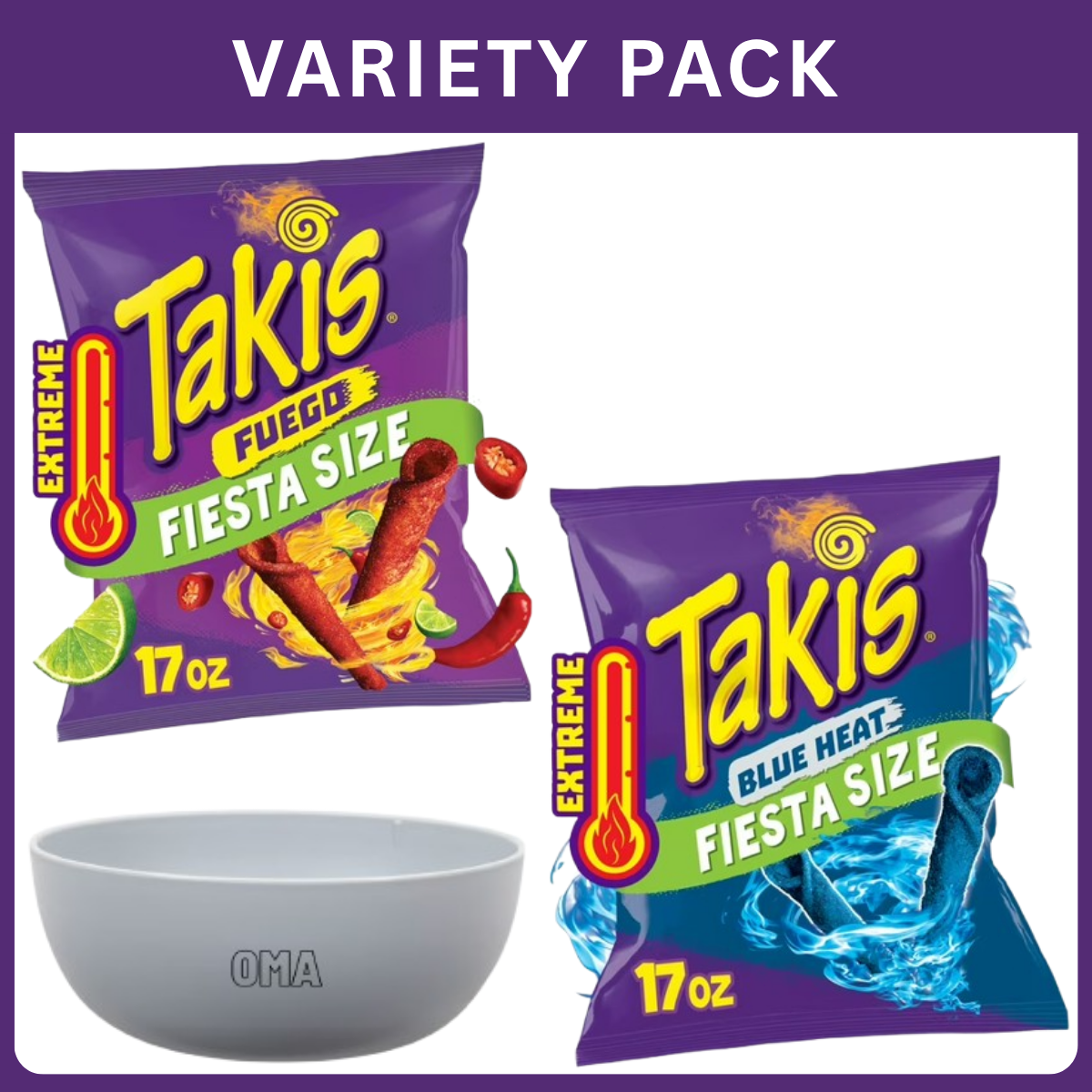 Takis Blue Heat Rolled Tortilla Chips 17 oz Fiesta Size Bag +