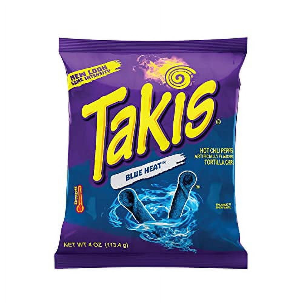 Takis Blue Heat Rolled Tortilla Chips, Hot Chili Pepper Artificially ...