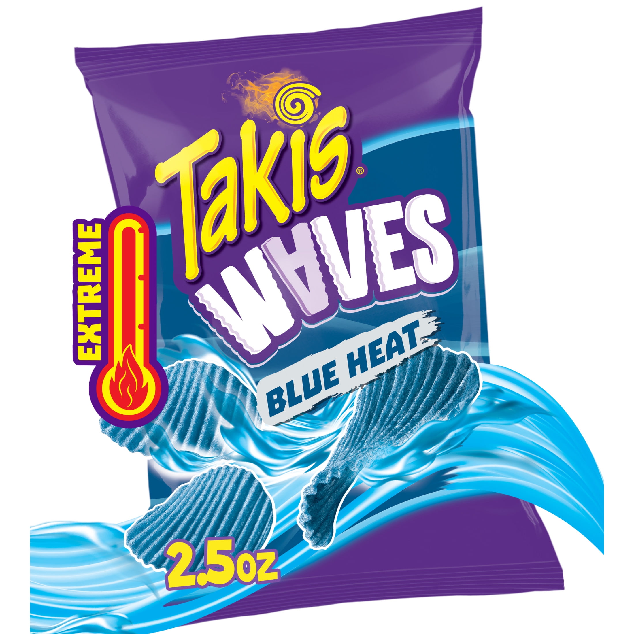 Takis Blue Heat Waves 2.5 oz Snack Size Bag, Hot Chili Takis Blue Heat Waves 2.5 oz Snack Size Bag, Hot Chili