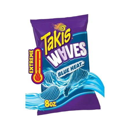 Takis Blue Heat Waves ,Sharing Size Bag,(1PACK), Hot Chili Pepper Wavy Potato Chips