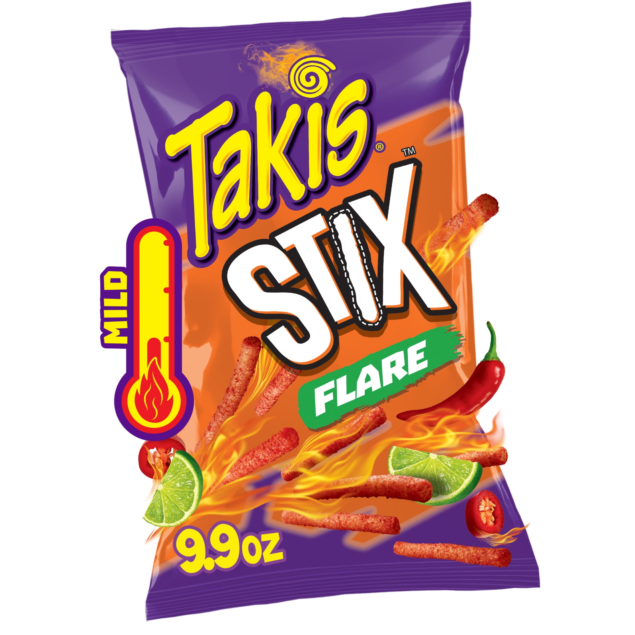 Takis Flare Stix 9.9 oz Sharing Size Bag, Chili Pepper & Lime Corn Snack Sticks