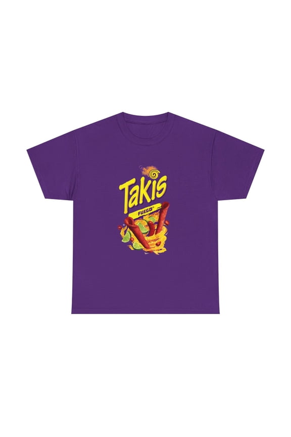 Takis Fuego Chips Zombie Purple Black T Shirt Heavy Cotton Tee Apparel - Purple / XL