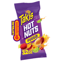 Takis Fuego Hot Nuts 3.2 oz Snack Size Pouch, Hot Chili Pepper & Lime Double-Crunch Peanuts