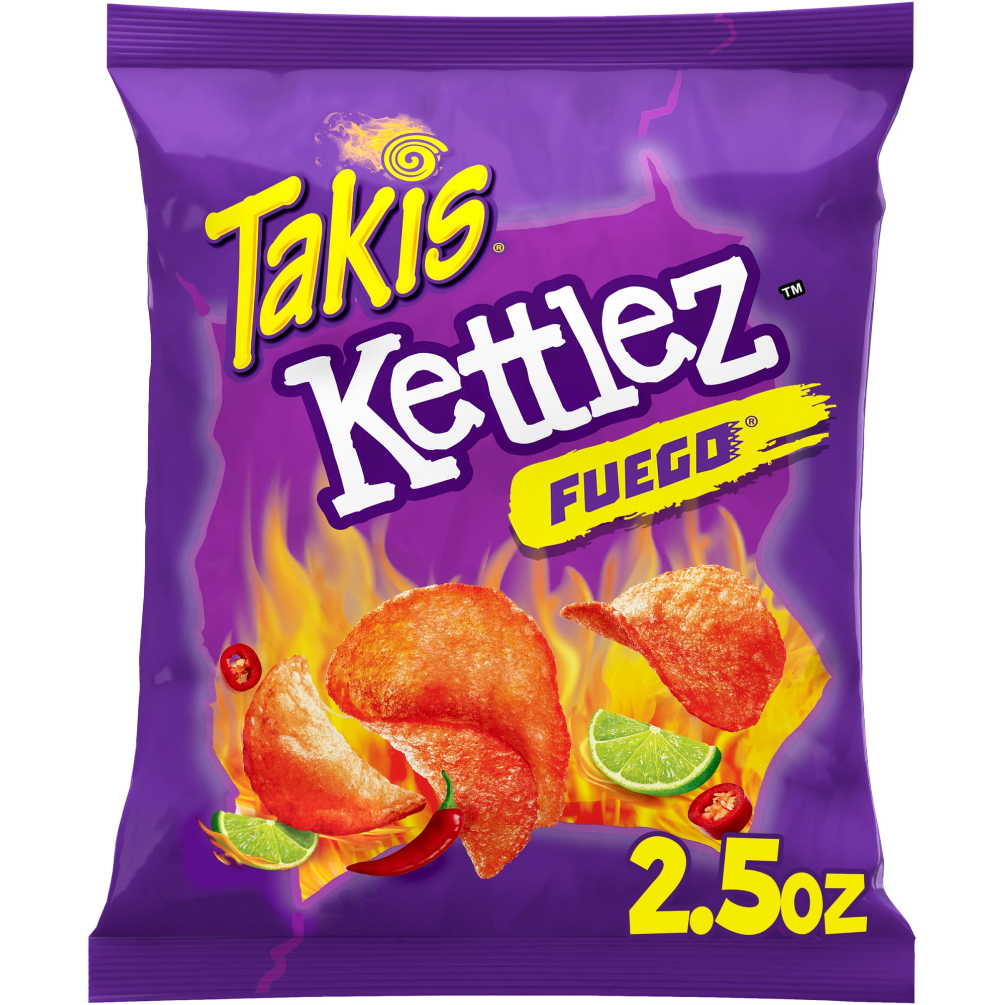 Takis Fuego Kettlez 2.5 oz, Hot Chili Pepper & Lime Flavored Spicy