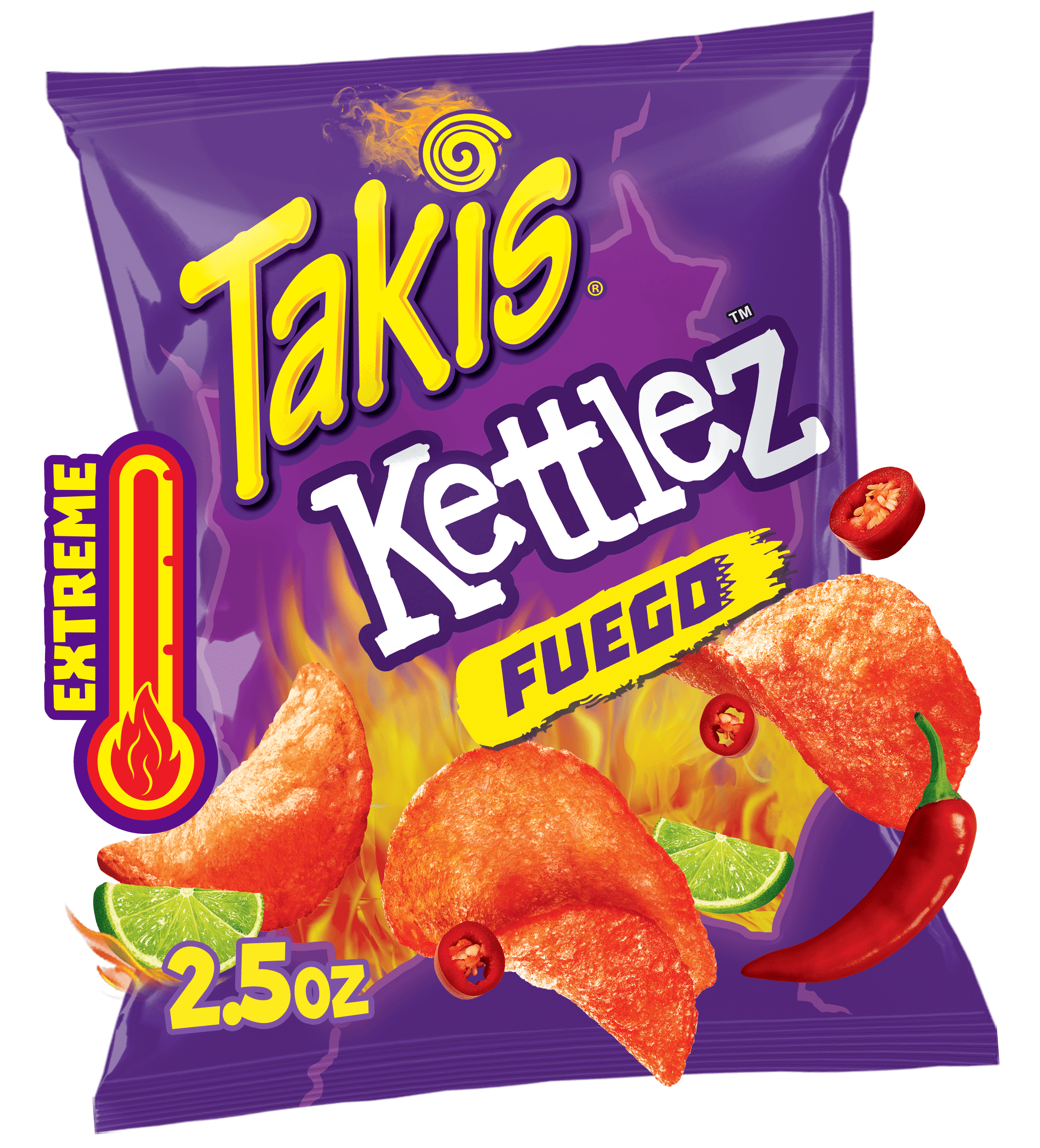Takis Fuego Kettlez 2.5 oz Snack Size Bag, Hot Chili Pepper & Lime