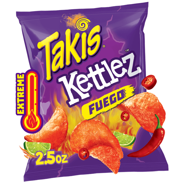 Takis Fuego Kettlez 2.5 oz Snack Size Bag, Hot Chili Pepper & Lime