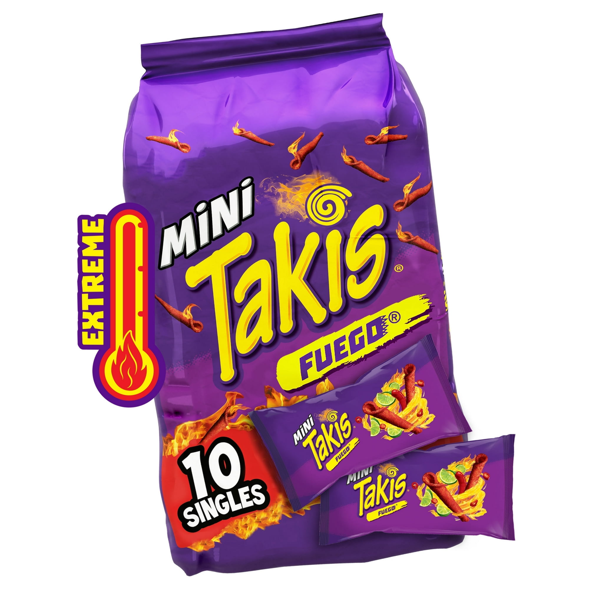 Takis Sorte Takis Fuego Mini 10 pc / 1.23 oz Bite Size Multipack- Pack of 2 ...