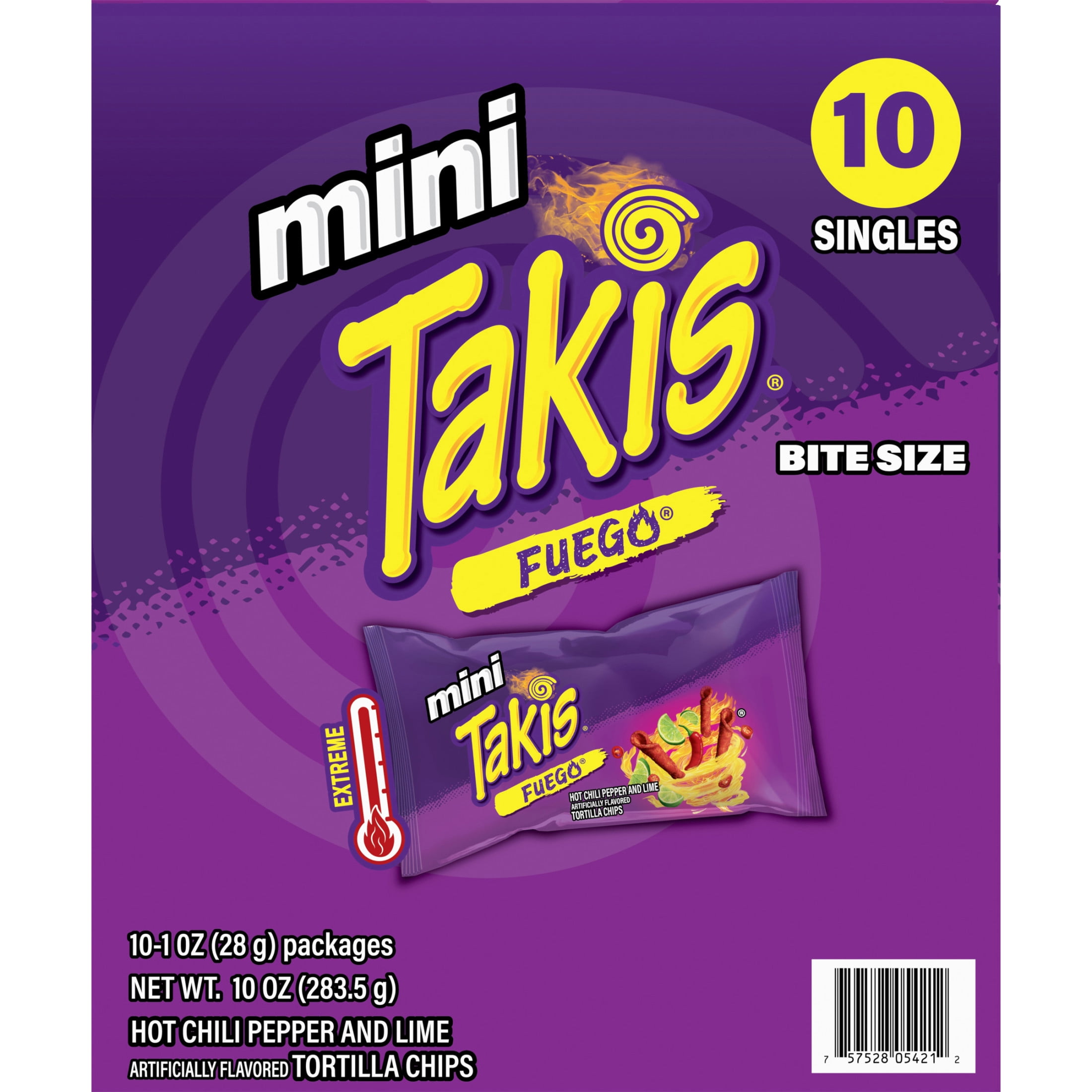Takis Fuego Mini 10 pc / 1 oz Bite Size Box, Hot Chili Pepper & Lime