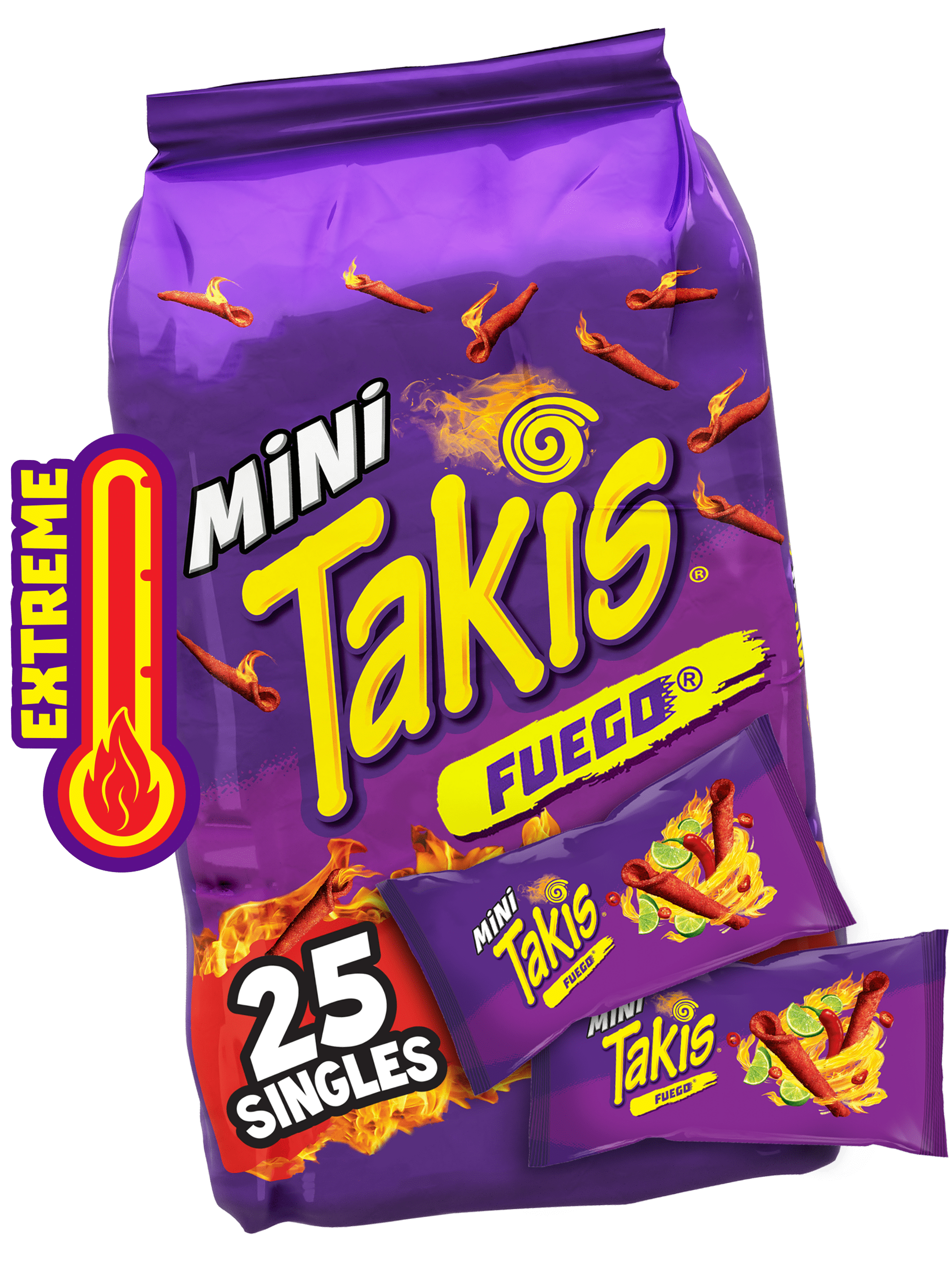 Takis Fuego Mini 25 pc / 1.23 oz Bite Size Multipack, Hot Chili