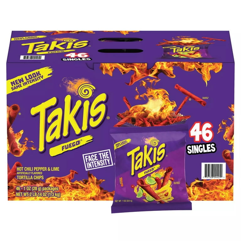 Takis Fuego Mini Bags - Rolled Tortilla Chips for Party &amp; Family 