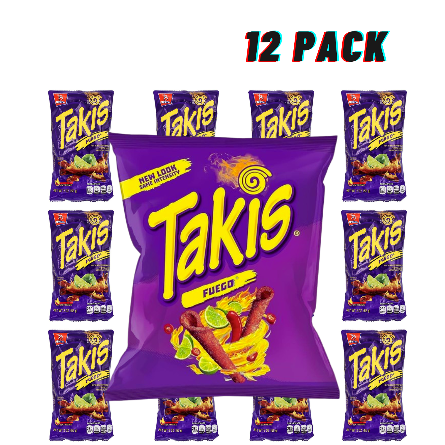 Takis Fuego Rolled Tortilla Chips  12 Pack (1 oz Each) | Hot Chili Pepper & Lime Flavor, Spicy Snack Bags for School Lunches, Parties, Vending & On-the-Go Cravings