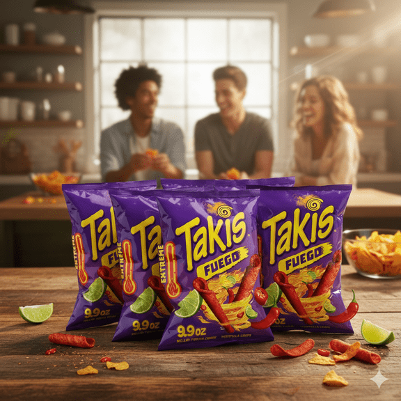 Takis Fuego Rolled Tortilla Chips, 9.9 oz Pack of 6 Spicy Crunchy Snack