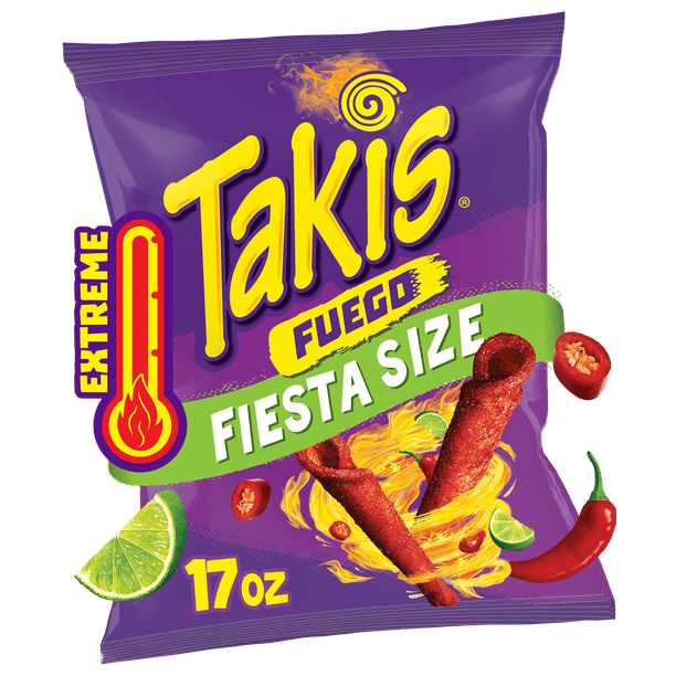 Takis Fuego Rolls 17 oz Fiesta Size Bag, Hot Chili Pepper & Lime ...