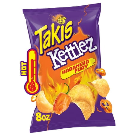 Takis Habanero Fury Kettlez 8 oz Sharing Size Bag, Habanero Kettle-Cooked Potato Chips
