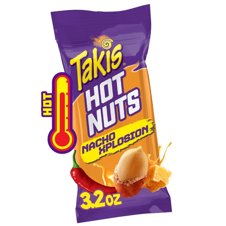 Takis Nacho Xplosion Hot Nuts 3.2 oz Snack Size Pouch, Cheese and