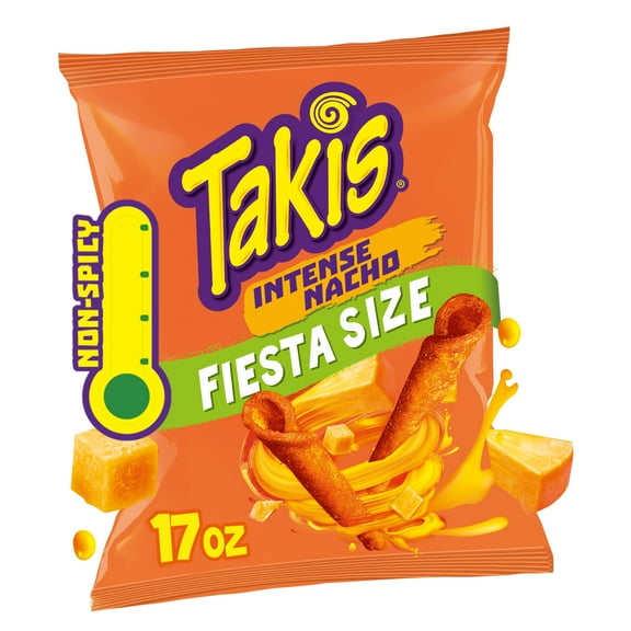 Takis Intense Nacho 17 oz Fiesta Size Bag, Cheese Rolled Tortilla Chips