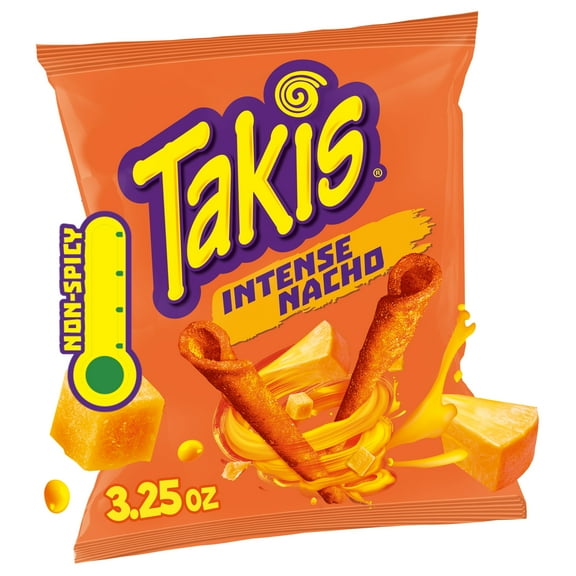 Takis Intense Nacho 3.25 oz Snack Size Bag, Cheese Rolled Tortilla Chips
