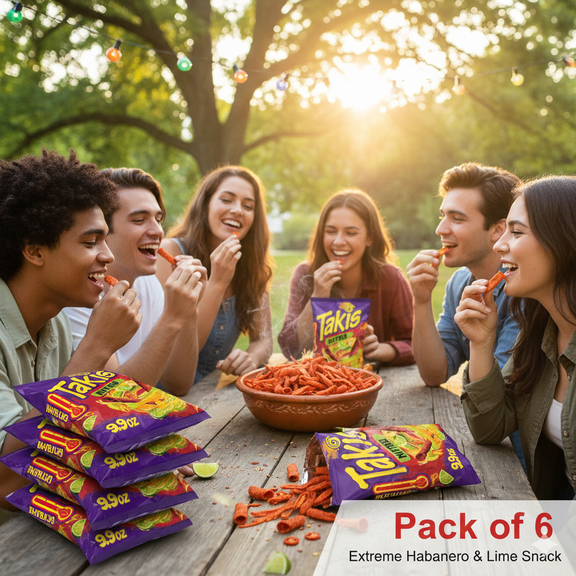 Takis Nitro Rolled Tortilla Chips, 9.9 oz Pack of 6 Extreme Habanero & Lime Snack