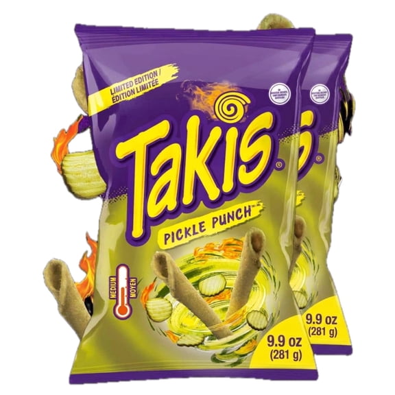 Takis Pickle Punch Rolled Tortilla Chips, Medium Heat, 9.9 oz (2-Pack)