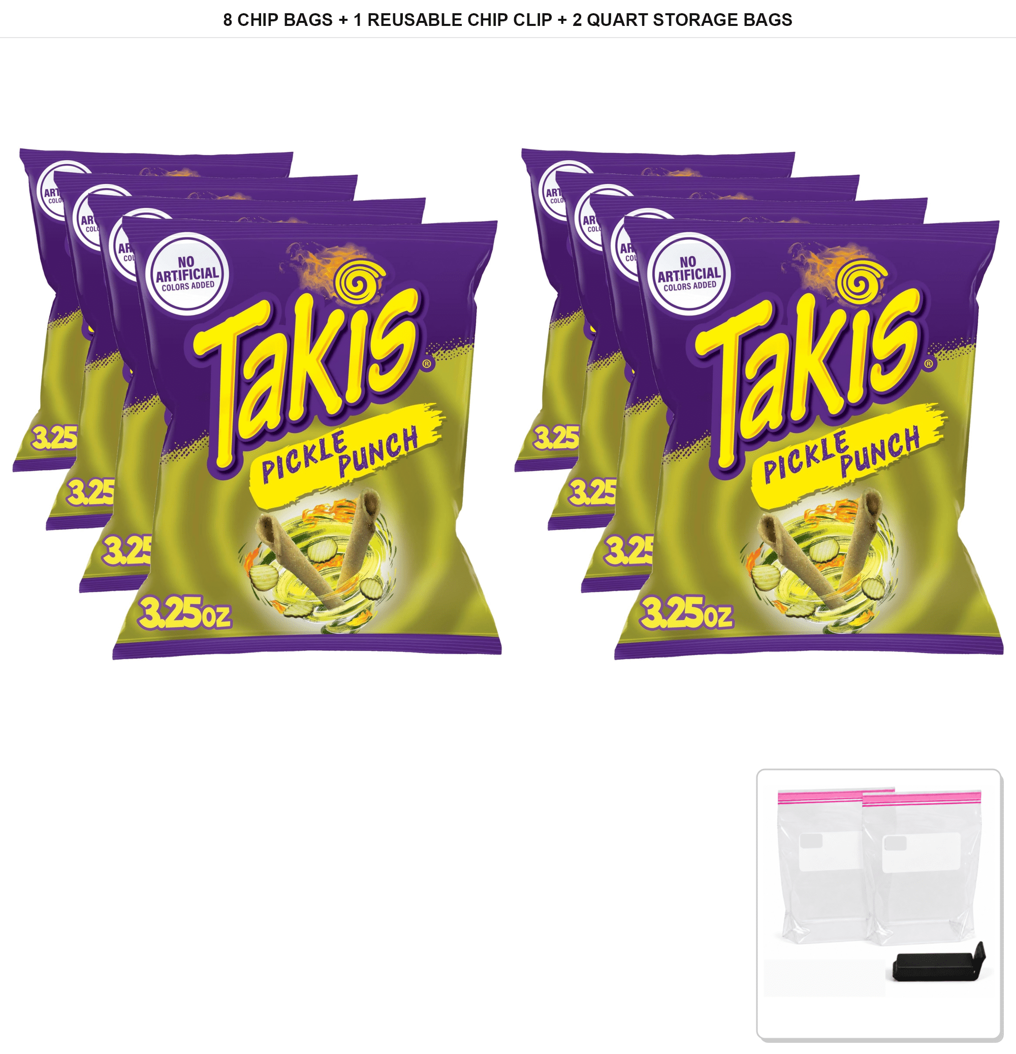 Takis Copy Takis Pickle Punch, Spicy Pickle Flavored Rolled Tortilla Chips, 8 Bags ...