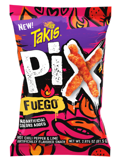 Takis Pix Fuego Hot Chili Pepper & Lime Flavored Snack – 14 Bags, 2.875 oz Each – Spicy & Crunchy Corn Snack