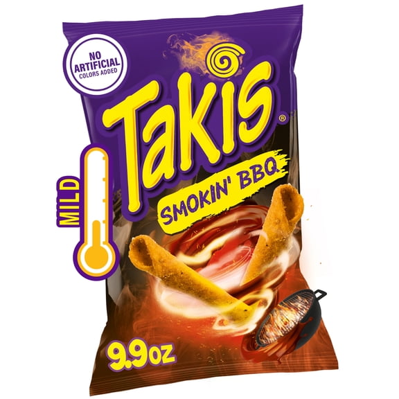Takis Smokin' BBQ 9.9 oz Sharing Size Bag, Barbecue Baby Back Ribs Rolled Tortilla Chips